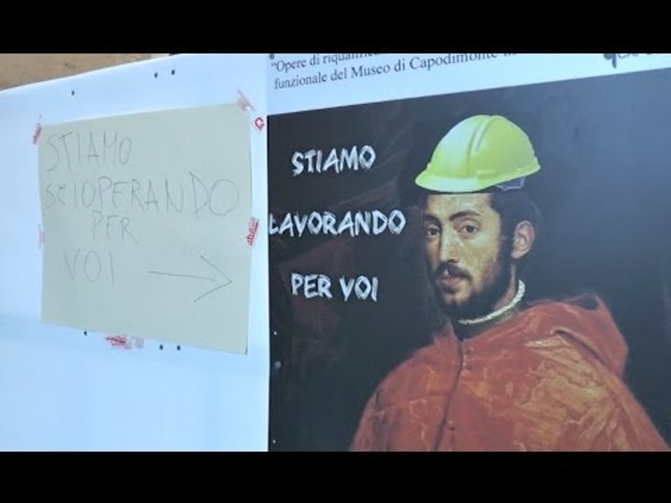 Napoli - Capodimonte, addetti pulizie protestano contro taglio ore (06.05.16)