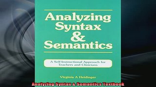 DOWNLOAD FREE Ebooks  Analyzing Syntax  Semantics Textbook Full Free