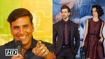 Watch Akshays funny reaction on Kangana Hrithik Controversy