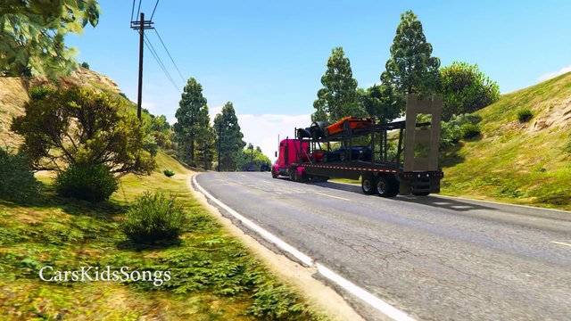 Spiderman Cars Cartoon with Epic COLOR TRUCKS PARTY Funny Superhero and Nursery Rhymes Songs