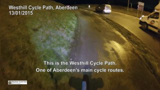 Cyclist falls twice on black ice Ungritted cycle path Aberdeen