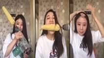 Cette fille mange du maïs avec une perçeuse mais ca ne va pas se passer comme prévu..