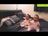 Twin babies enjoying thier mom's music