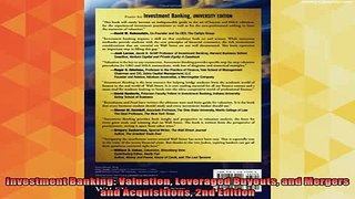 new book  Investment Banking Valuation Leveraged Buyouts and Mergers and Acquisitions 2nd Edition