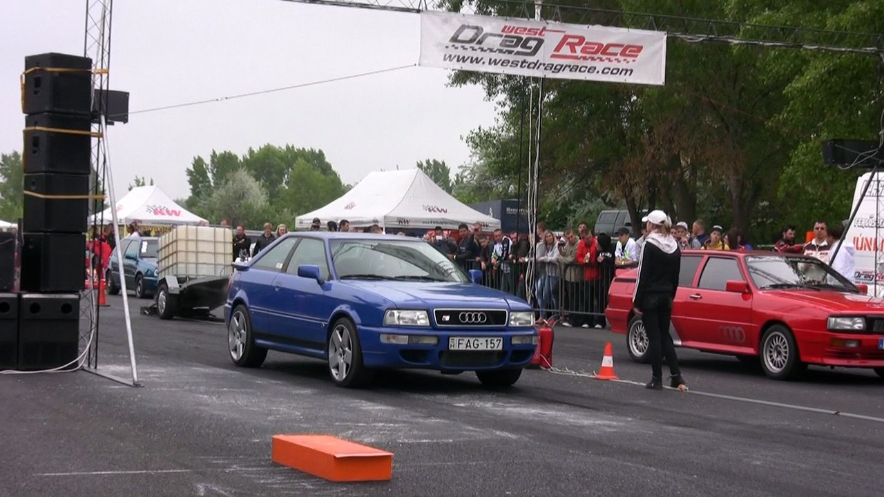 Audi S2 Coupe Turbo Vs. Audi 80 Coupe Turbo Drag Race HD