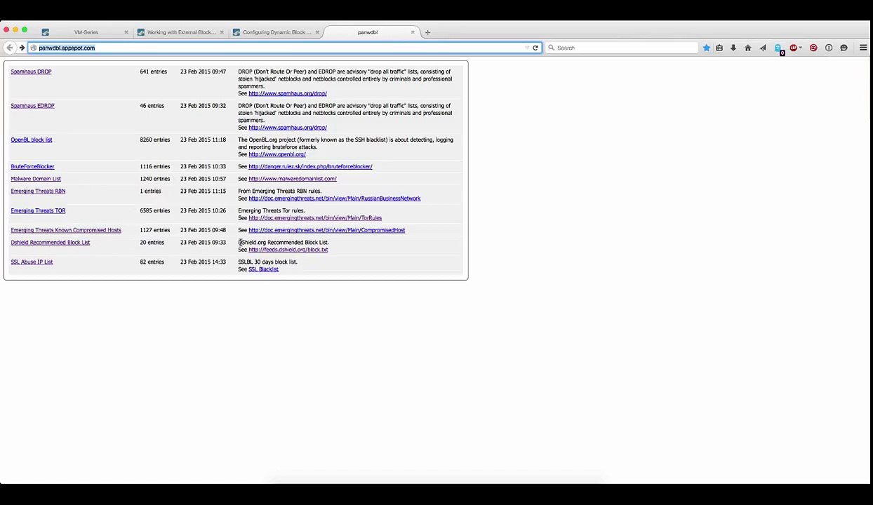 Subscribing to DShield Top 20 on Palo Alto Networks Firewall