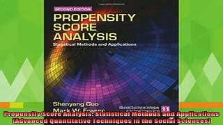free pdf   Propensity Score Analysis Statistical Methods and Applications Advanced Quantitative