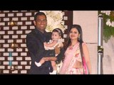 Spotted: Dhoni With Wife Sakshi And New Born Baby At Harbhajan Singh & Rohit Sharma's Reception