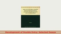 PDF  Development of Double Entry Selected Essays Read Online
