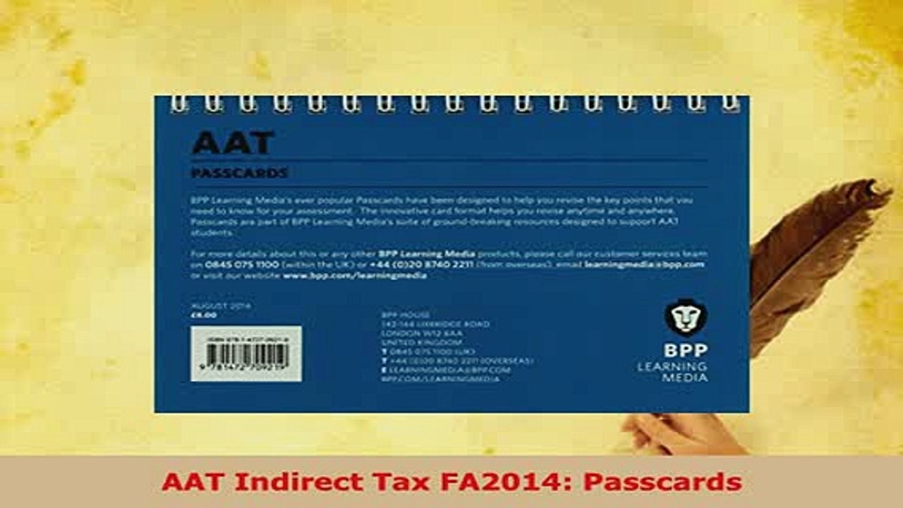 Download  AAT Indirect Tax FA2014 Passcards Ebook
