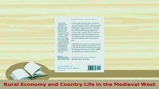 PDF  Rural Economy and Country Life in the Medieval West Read Online