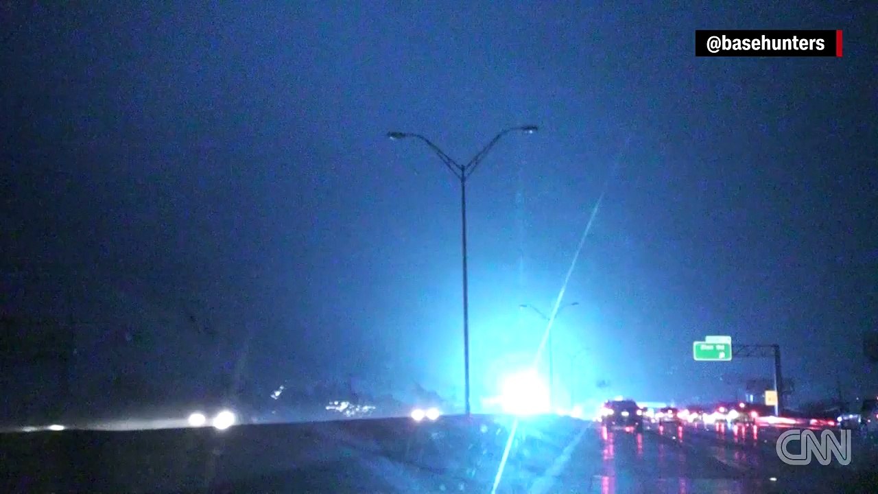 Massive tornado roars across highway