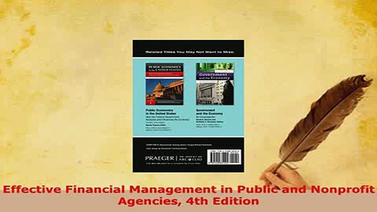 Download  Effective Financial Management in Public and Nonprofit Agencies 4th Edition Read Online