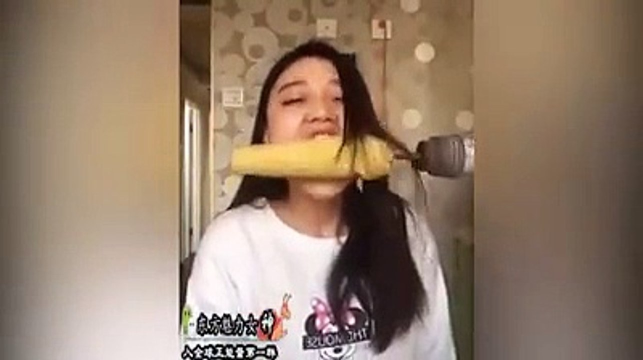 Woman's hair pulled from head when she doing some fun with drill machine