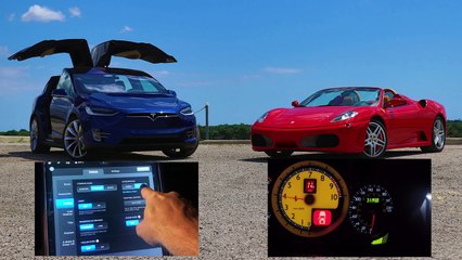 Tesla Model X vs Ferrari F430 Drag Race! owsome car
