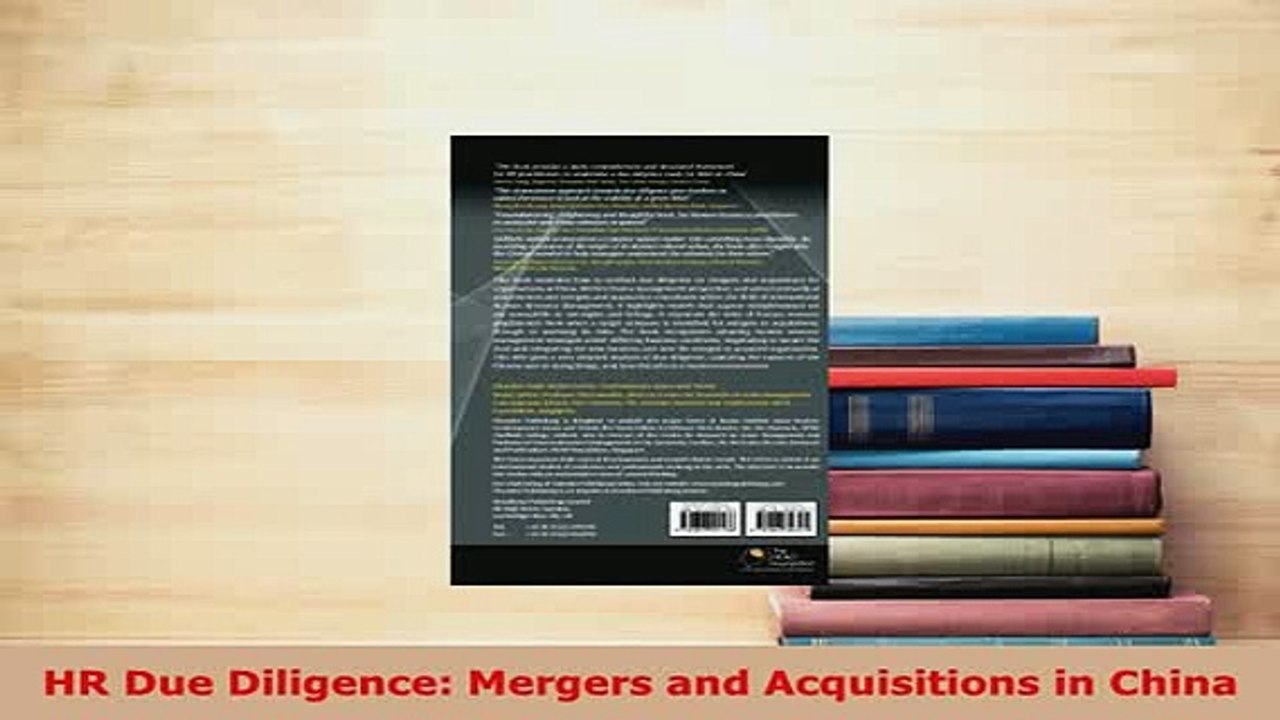 PDF  HR Due Diligence Mergers and Acquisitions in China Free Books