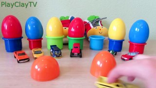 7 SURPRISE EGGS HOT WHEELS cars toy kinder eggs unboxing funny videos for kids PlayClayTV