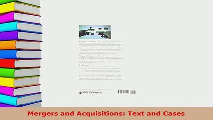 Download  Mergers and Acquisitions Text and Cases PDF Online