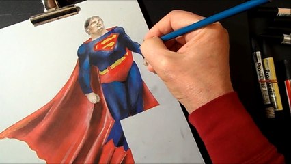 How I Draw 3D Levitating Superman, Optical Illusionn by Vamos