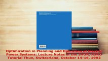 PDF  Optimization in Planning and Operation of Electric Power Systems Lecture Notes of the Read Online