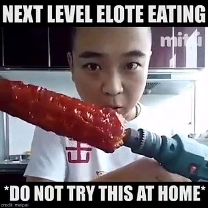 Next challenge eating a corn on a drill