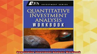 new book  Quantitative Investment Analysis Workbook