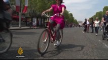 Car-free Sunday on Paris’ Champs-Elysées