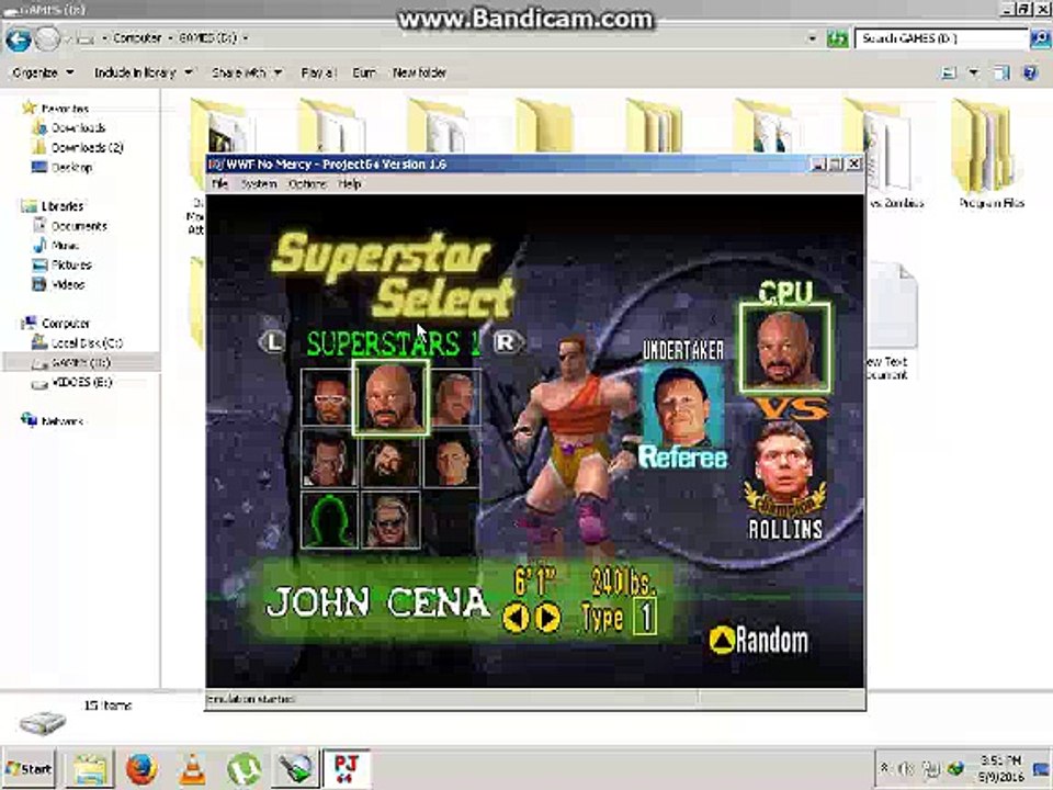 Brock Lesnar VS Seth Rollins Special Guest Referee Undertaker For The WWE World Heavyweight Champion Gameplay WWF NO MERCY 2K16