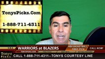 Portland Trailblazers vs. Golden St Warriors Free Pick Prediction Game 4 NBA Pro Basketball Odds Preview