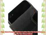 PDair Black/Orange Stitchings Leather Case for Apple iPhone 4 & 4S - Flip Type (Snap Button)