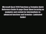 [PDF] Microsoft Excel 2010 Functions & Formulas Quick Reference Guide (4-page Cheat Sheet focusing