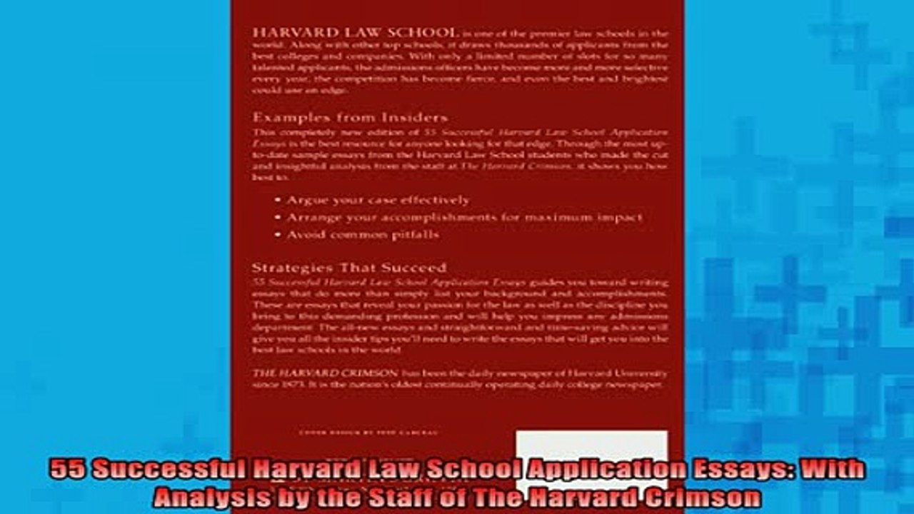 DOWNLOAD FREE Ebooks  55 Successful Harvard Law School Application Essays With Analysis by the Staff of The Full Ebook Online Free