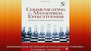 READ book  Communicating for Managerial Effectiveness Problems  Strategies  Solutions Free Online