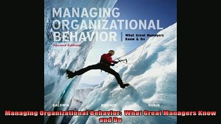READ book  Managing Organizational Behavior  What Great Managers Know and Do Full Free