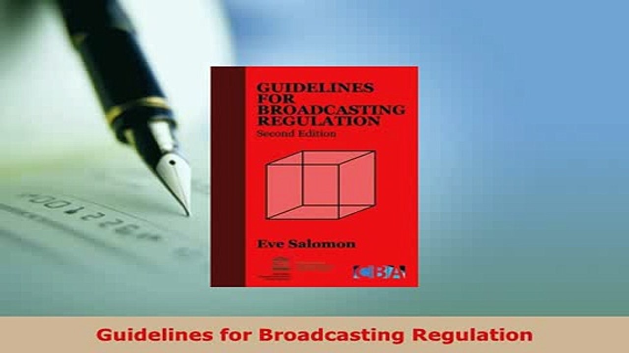 PDF  Guidelines for Broadcasting Regulation Free Books