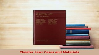 PDF  Theater Law Cases and Materials  EBook
