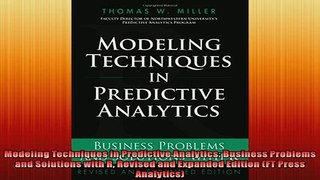 FREE DOWNLOAD  Modeling Techniques in Predictive Analytics Business Problems and Solutions with R  BOOK ONLINE