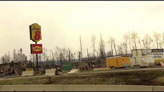 Fort McMurray wildfire destruction drive-by