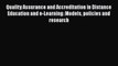 [Read book] Quality Assurance and Accreditation in Distance Education and e-Learning: Models