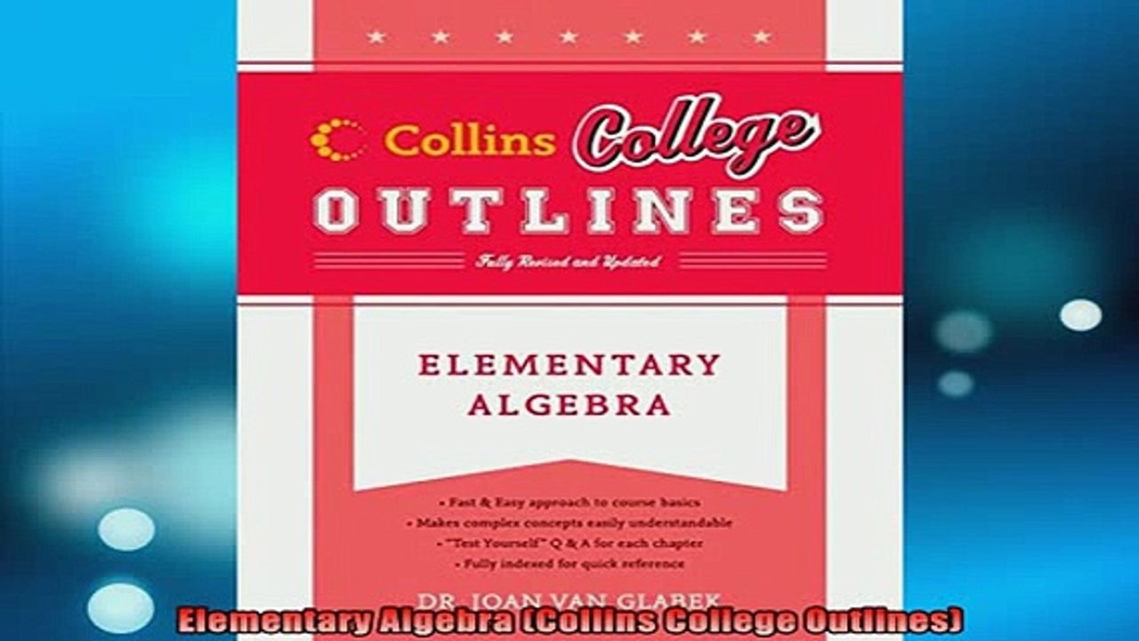 DOWNLOAD FREE Ebooks  Elementary Algebra Collins College Outlines Full EBook