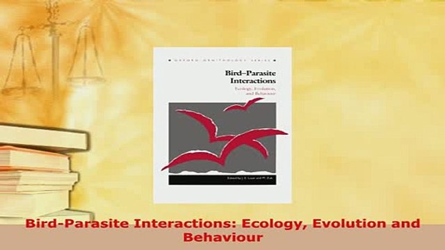 PDF BirdParasite Interactions Ecology Evolution and Behaviour Download Full Ebook