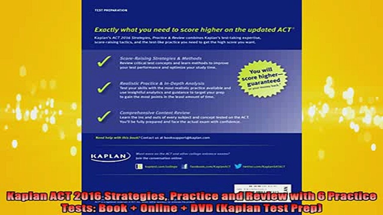 READ book  Kaplan ACT 2016 Strategies Practice and Review with 6 Practice Tests Book  Online  DVD Full EBook