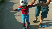 Ultimate Spiderman Roller Skates for Kids Eggs Surprise Toys Challenge Thomas and Friends