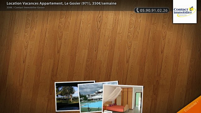 Location Vacances Appartement, Le Gosier (971), 350€/semaine