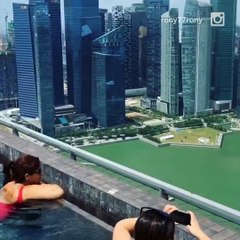 This roof-deck pool in Singapore looks out over the entire city