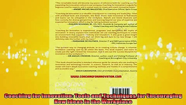 Downlaod Full PDF Free Coaching for Innovation Tools and Techniques for Encouraging New Ideas in the Workplace Full EBook