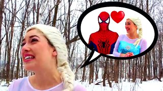 Spiderman vs Spiderman with Frozen Elsa and Superman! Fun Superhero Movie in Real Life :)