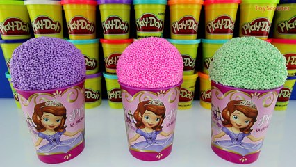 SOFIA THE FIRST Play Foam Clay Cups with Play Doh Surprise Eggs – Disney Junior Toys!