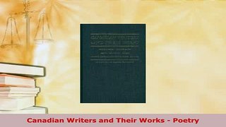 PDF  Canadian Writers and Their Works  Poetry  EBook