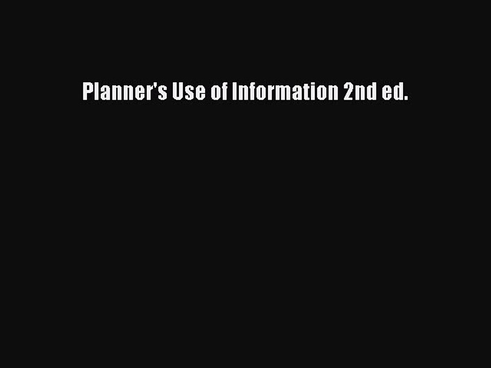 PDF Planner's Use of Information 2nd ed.  EBook